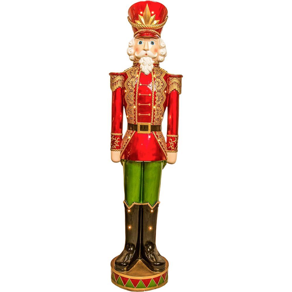 The Christmas Centre Red and Green LED Lights Traditional Nutcracker Soldier 5ft