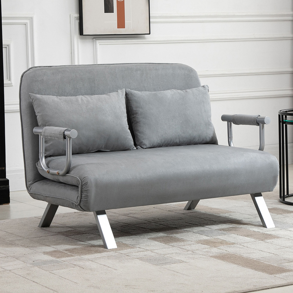 HOMCIOM 2 Seater Light Grey fabric Convertible Sofa Bed