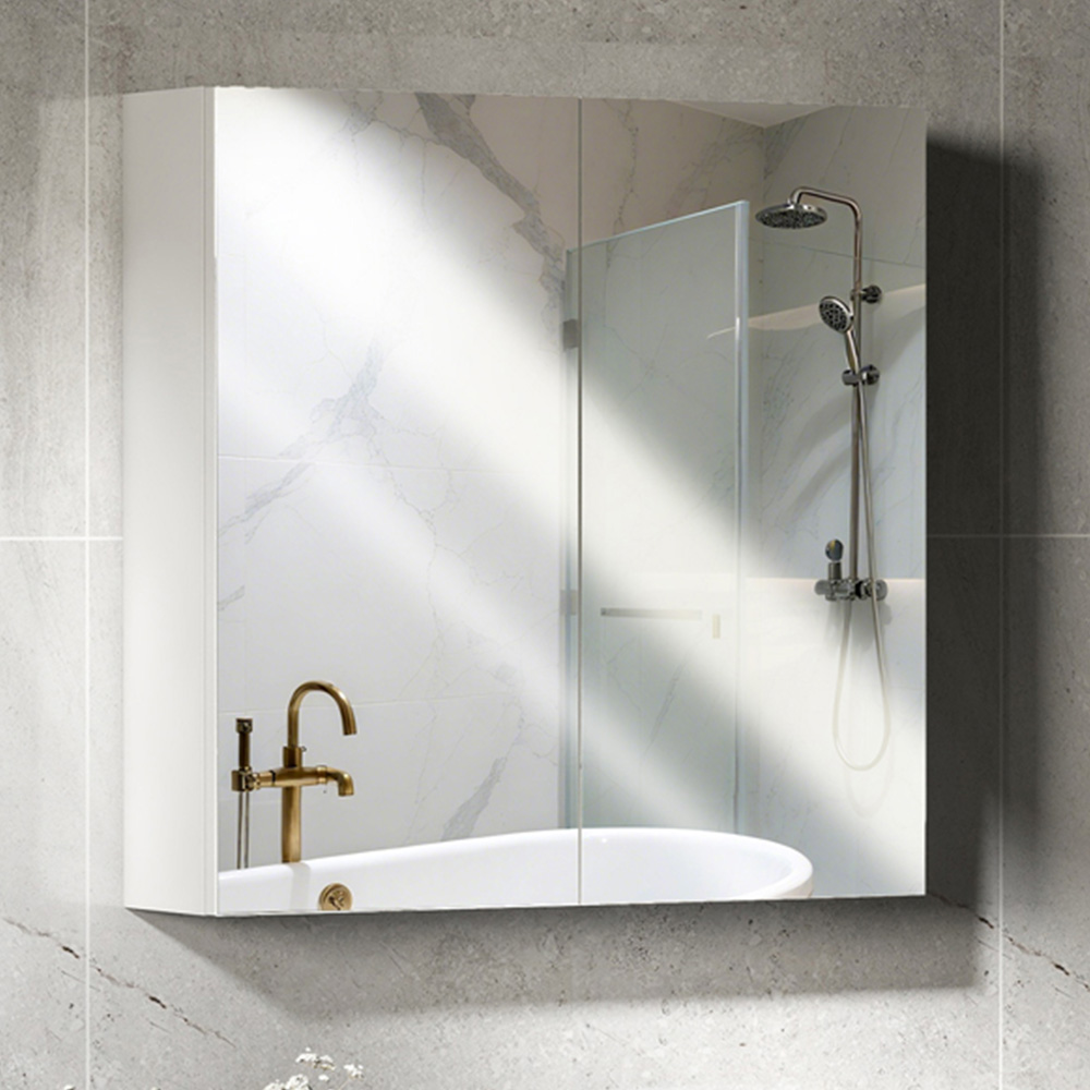 HOMCOM White Wall Mounted Mirror Bathroom Cabinet