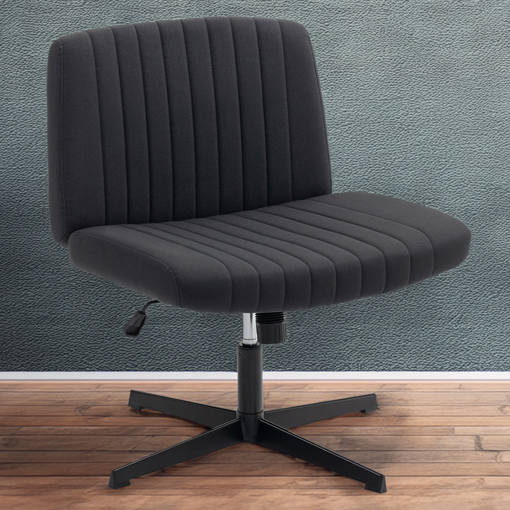 HOMCOM Office Chair - Linen - Black - Ergonomic Criss Cross Design