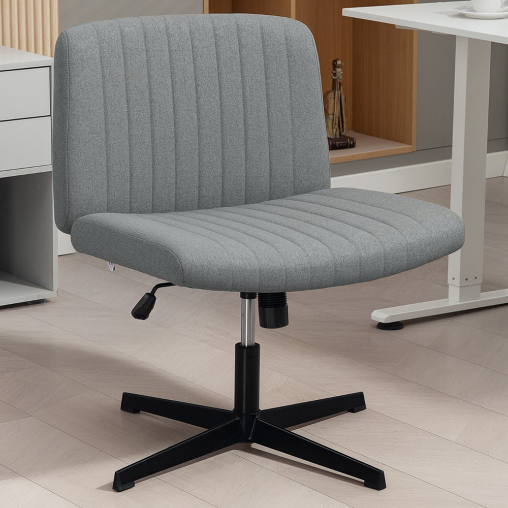 HOMCOM Grey Linen Criss Cross Tilting Office Chair