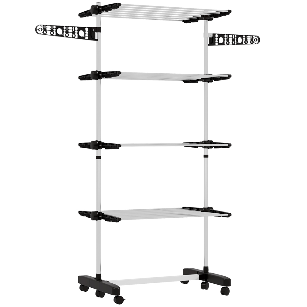 HOMCOM 4-Tier Black Large Stainless Steel Clothes Drying Rack