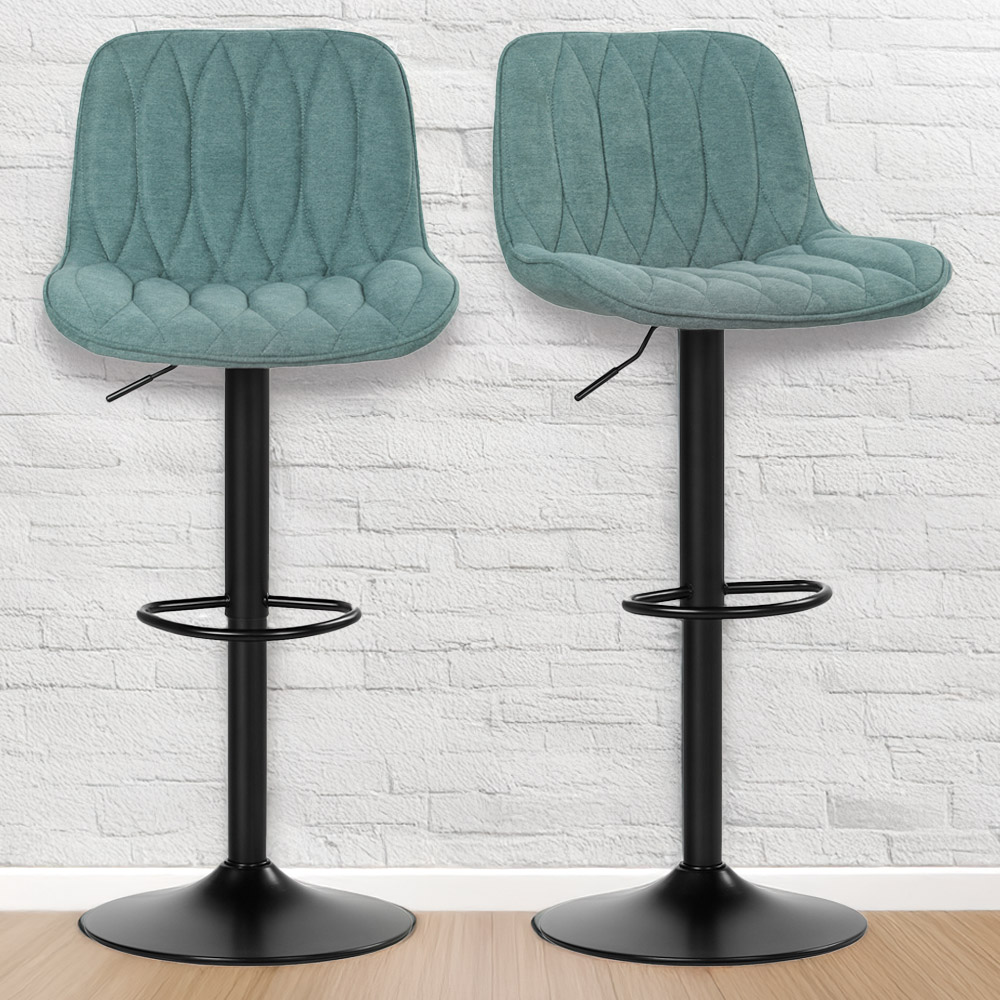 HOMCOM Blue Modern Adjustable Swivel Bar Chair Set of 2