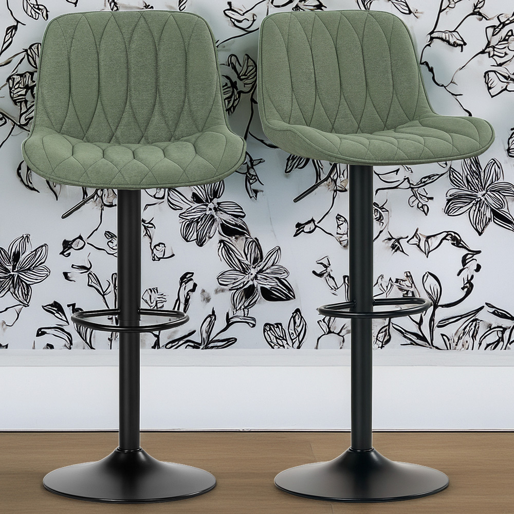 HOMCOM Green Modern Adjustable Swivel Bar Chair Set of 2