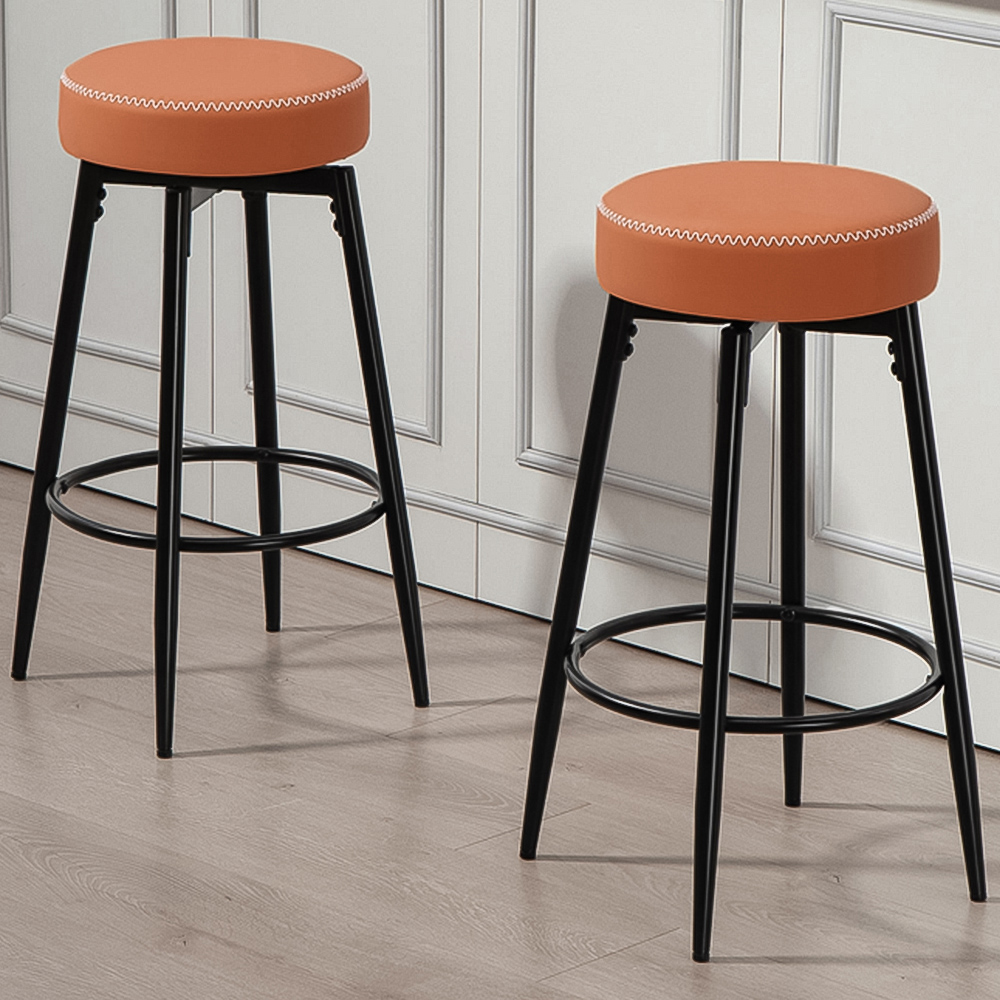 HOMCOM Brown and Black Faux Leather Bar Stool Set of 2