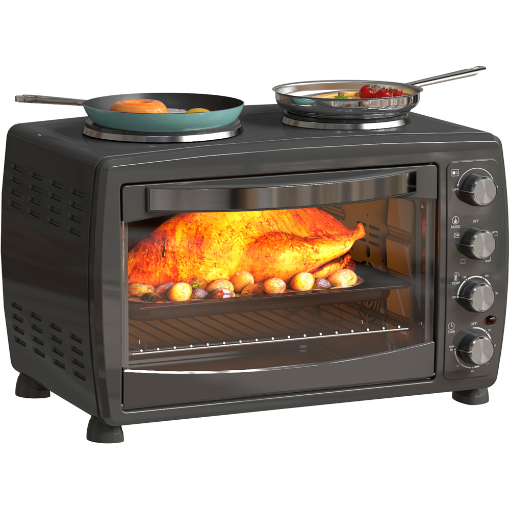 HOMCOM 36L Countertop Toaster Oven - Black - 2600W - Bake, Roast, Grill