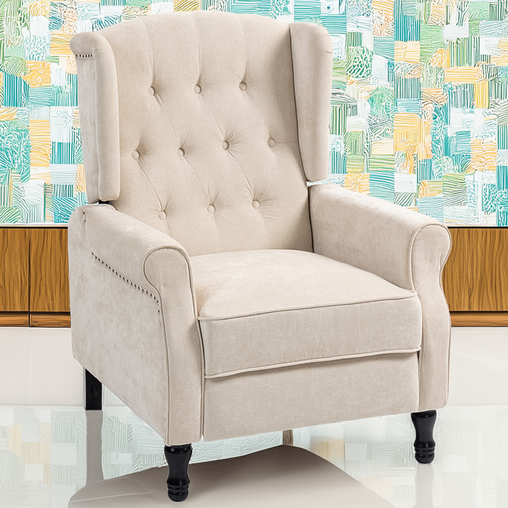 HOMCOM Beige Manual Recliner Armchair Recliner with Footrest