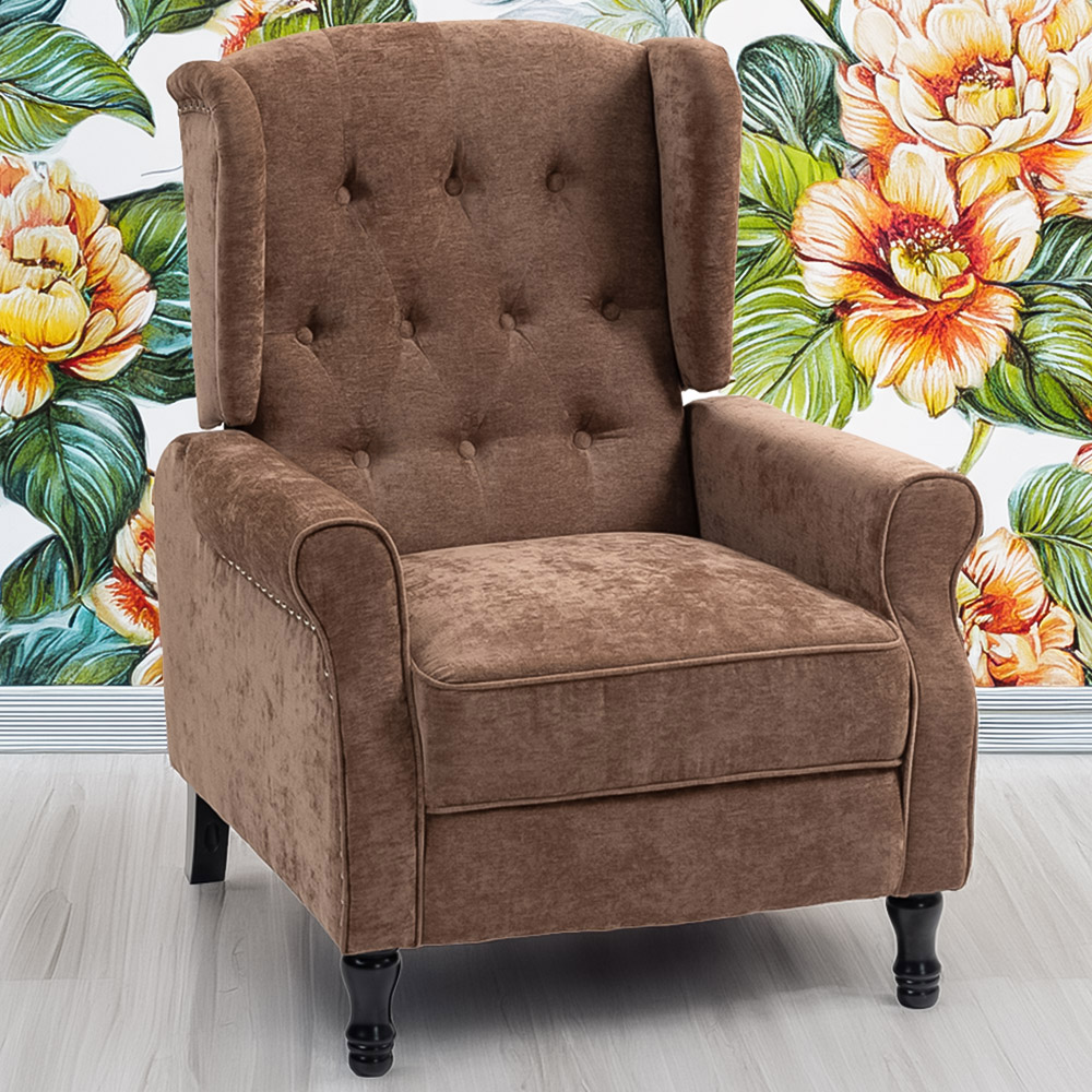 HOMCOM Brown Manual Recliner Armchair Recliner with Footrest