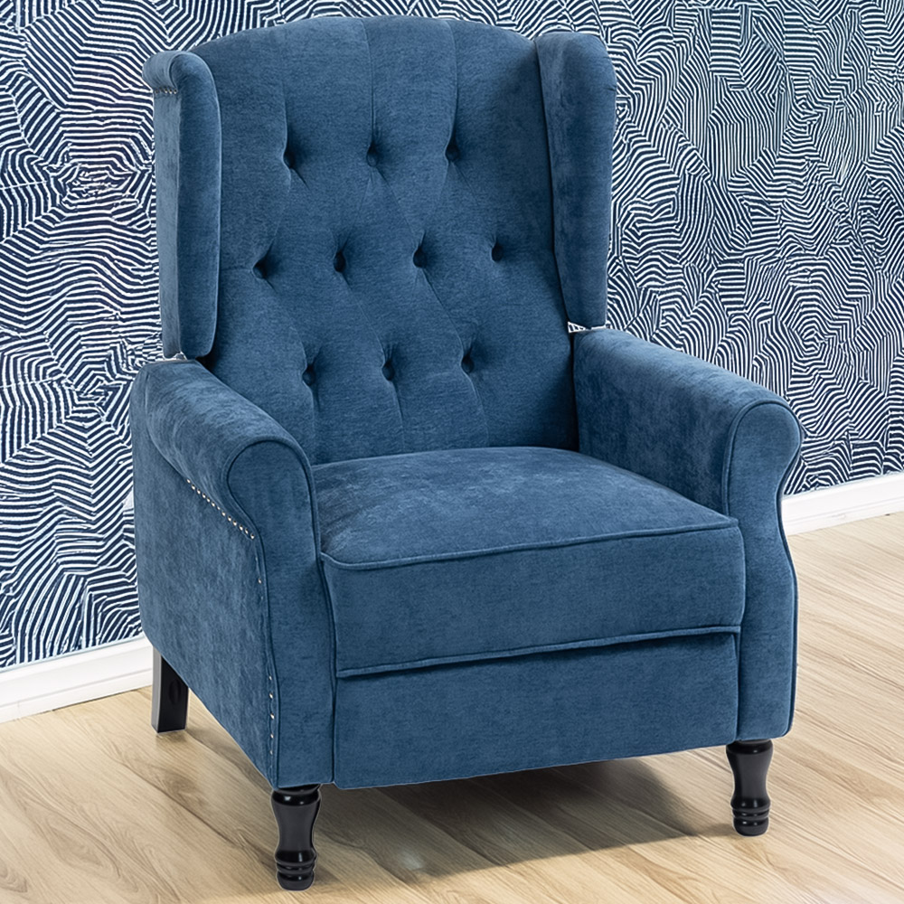 HOMCOM Royal Blue Manual Recliner Armchair Recliner with Footrest