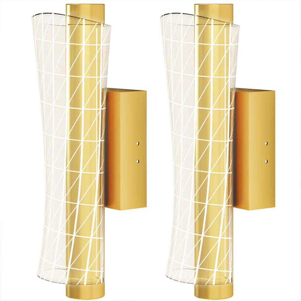 HOMCOM Gold Tone Modern Geometric LED Wall Light 2 Pack