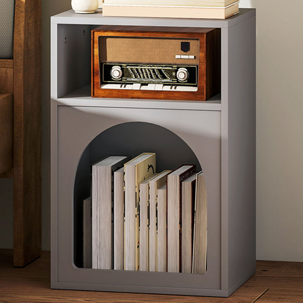 HOMCOM 2 Shelf Grey Bedside Table