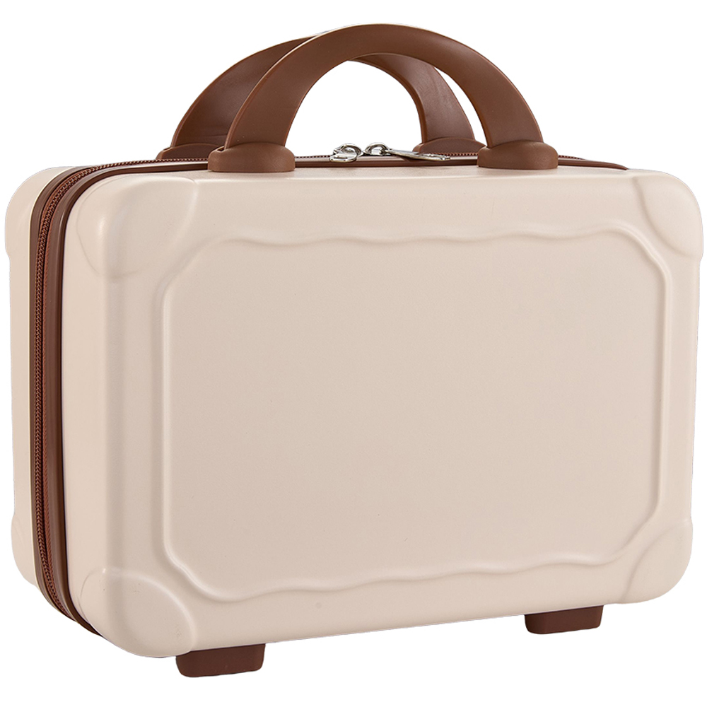Living and Home Beige Portable Hard Shell Handheld Cosmetic Travel Case 28cm