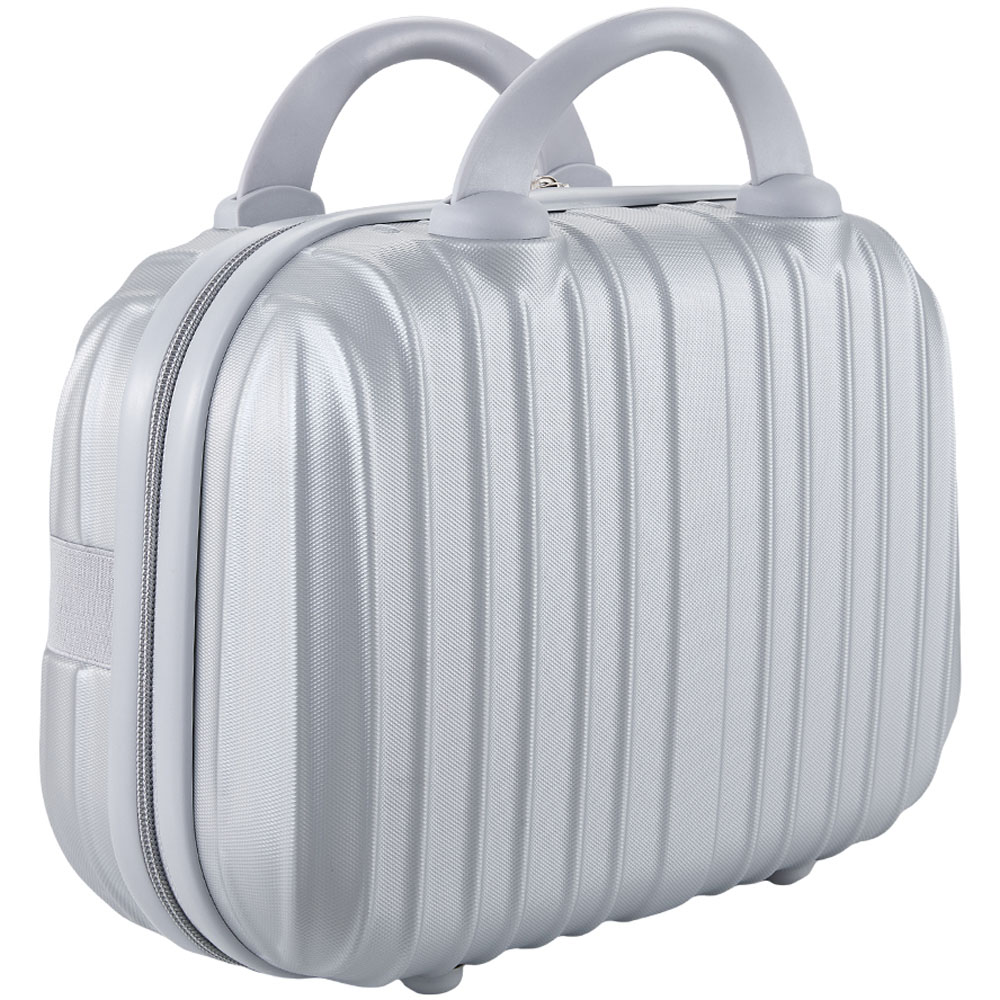 Living and Home Silver Portable Hard Shell Handheld Cosmetic Travel Case 30cm