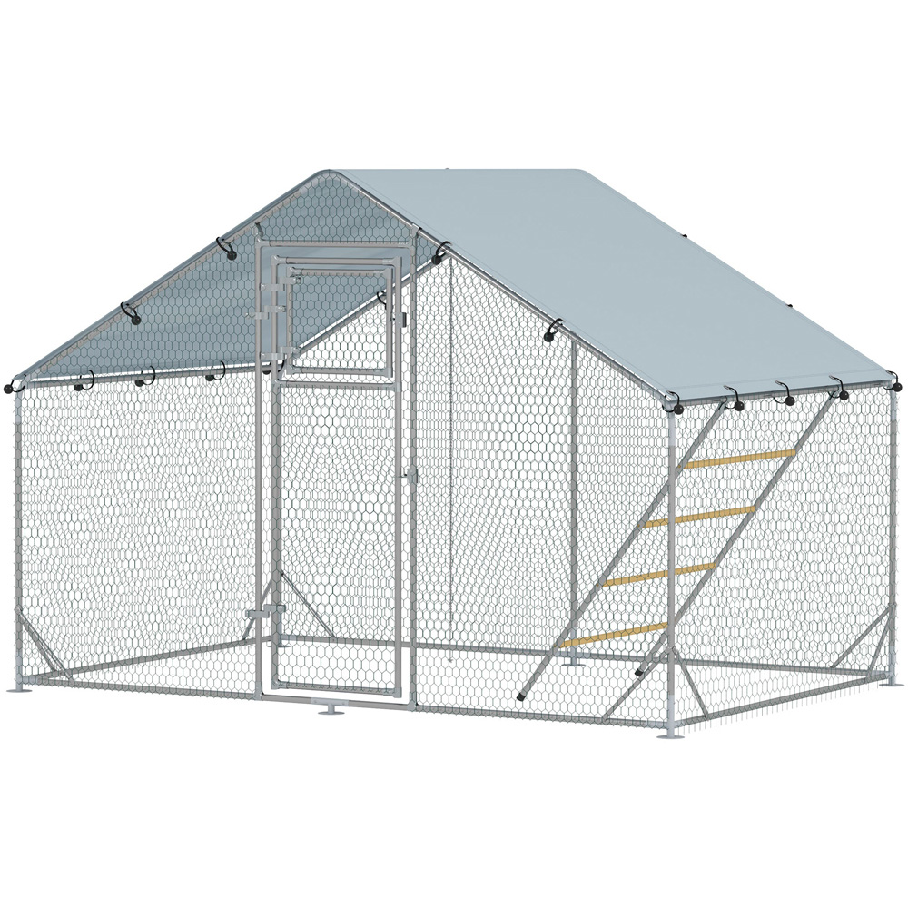 PawHut Walk In Chicken Run with Cover and Hanging Feeder