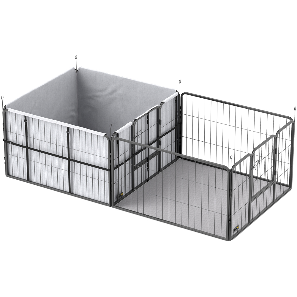 PawHut Dog Whelping Box - 7 Panel - Steel - Indoor Puppy Crate