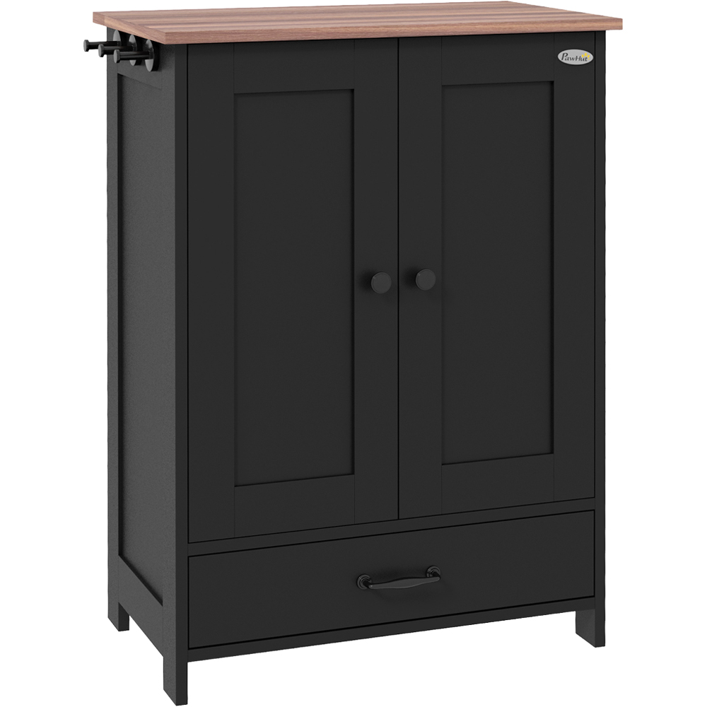 PawHut Black Pet Feeding Station with Storage - Medium