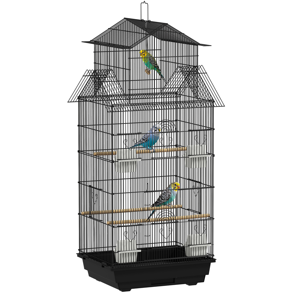 PawHut Bird Cage - Black - Steel/Plastic - 104 x 43 x 32.5cm