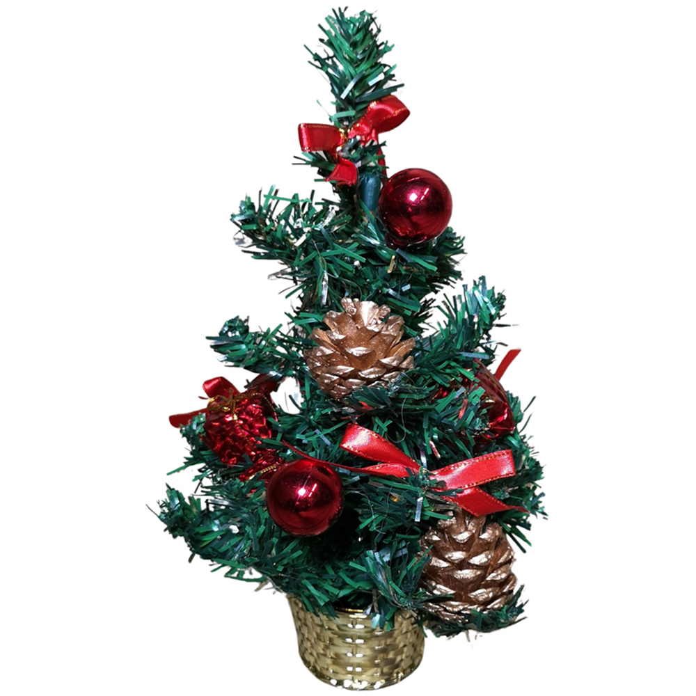 Premier Green Red and Gold Mini Christmas Tree Decoration 30cm