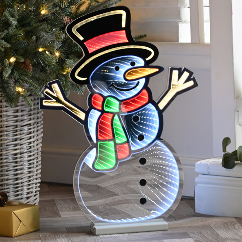 Samuel Alexander Multicolour LED Light Up Standing Snowman Infinity Christmas Decoration 60cm