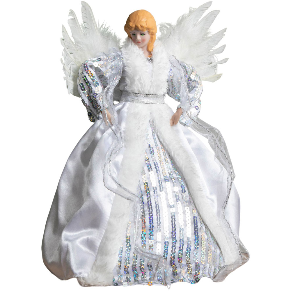 Samuel Alexander White and Silver Angel Christmas Tree Topper 30cm