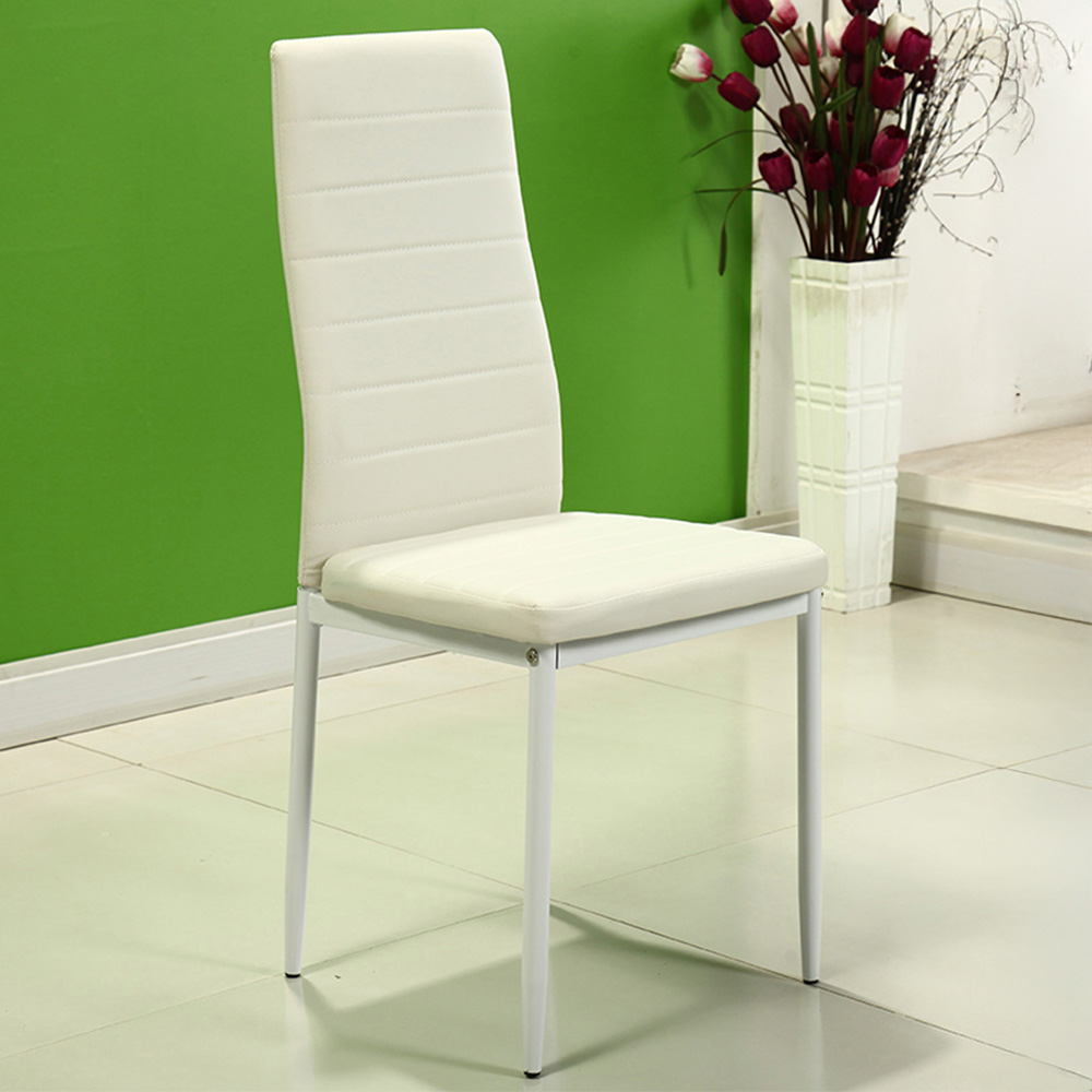 Living and Home Set of 2 White PU Leather Armless High Back Dining Chair