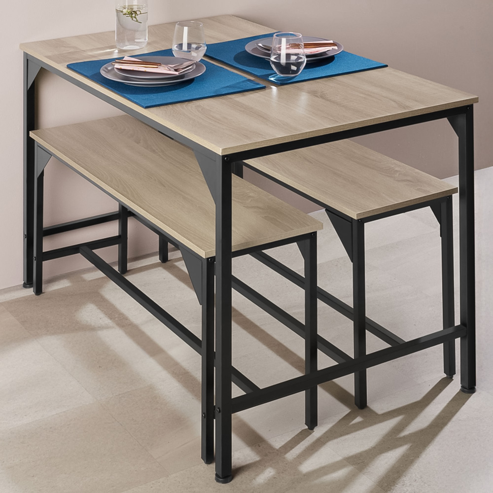 tectake Bolton 2 Seater Oak Sonoma Dining Table Set with Bench