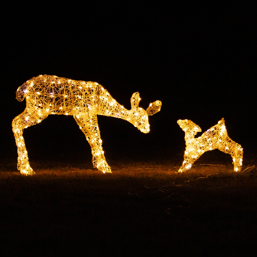 The Christmas Centre 250 LED Soft Acrylic Light-Up Mother and Baby Reindeer Set 3.2ft