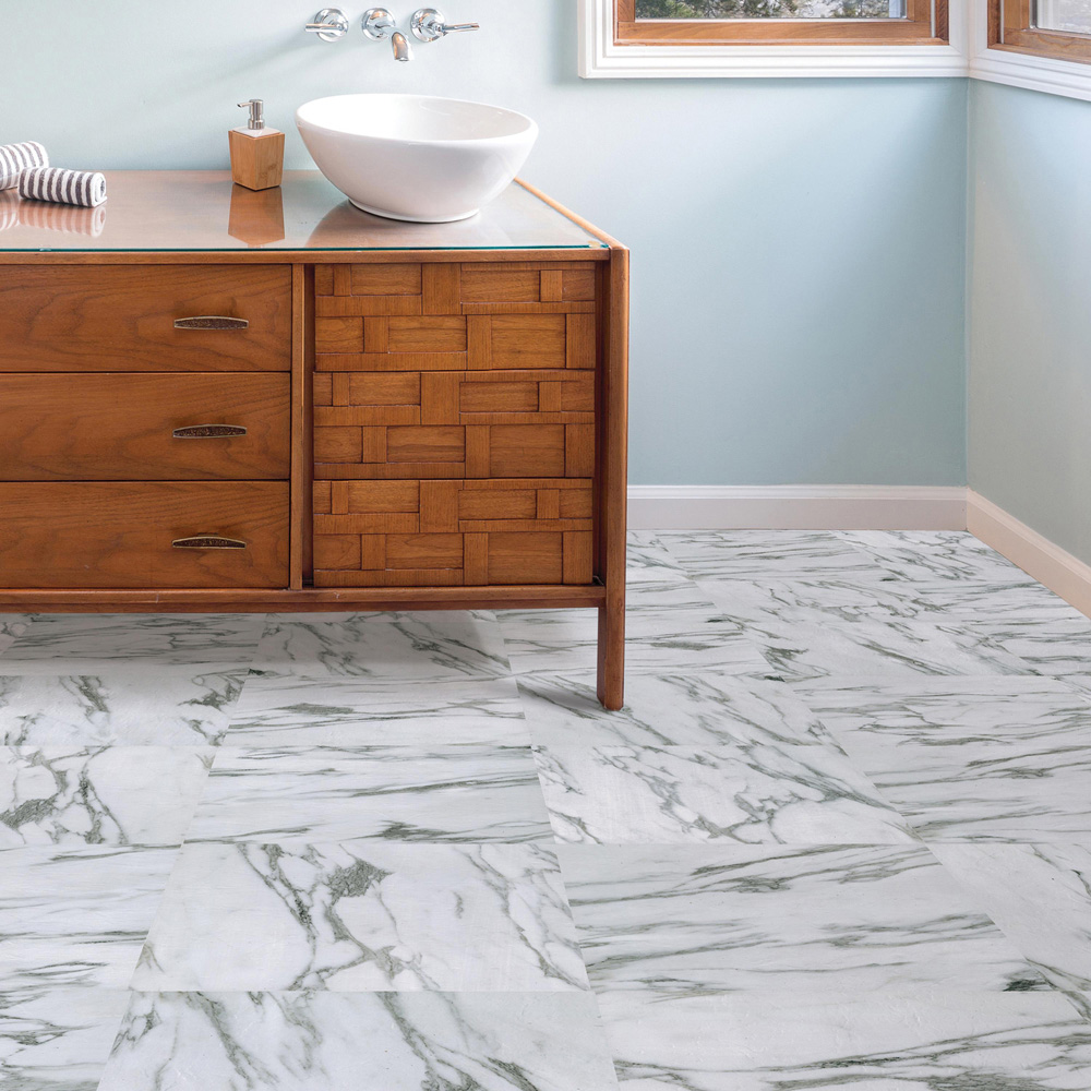 Floorpops Opaline White and Grey Peel and Stick Floor Tile 30.48 x 30.48cm 10 Pack
