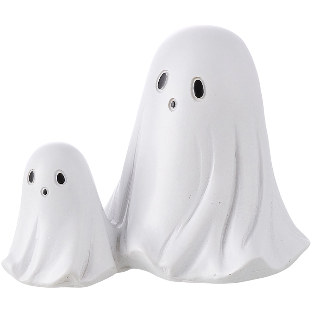 Living and Home White Ghost Holding Heart Halloween Figurine Ornament 2 Piece
