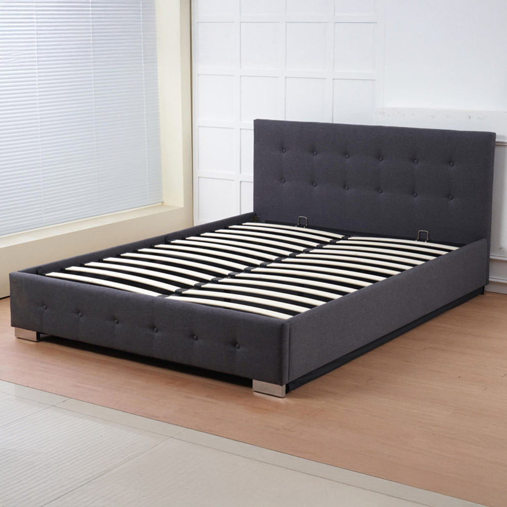 Indoor Living - Ottoman Bed Frame - King Size - Charcoal Grey - Linen