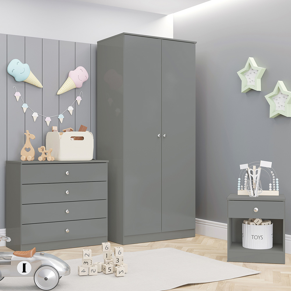 Seconique Denver 3 Piece Grey Gloss Furniture Set