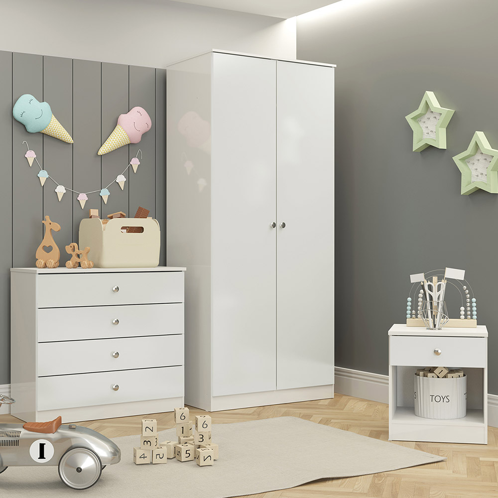 Seconique Denver 3 Piece White Gloss Furniture Set