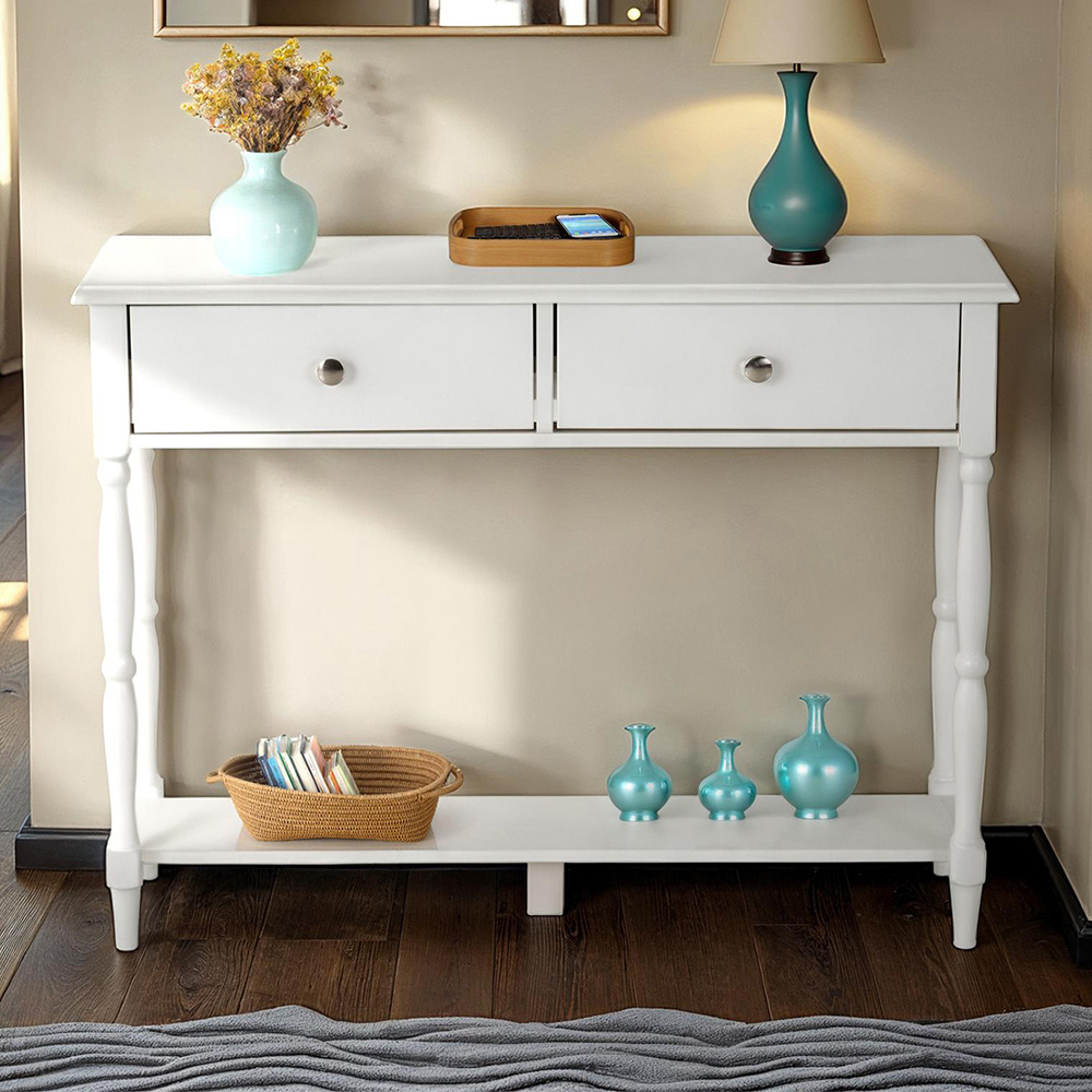 Seconique Stratford 2 Drawer White Console Table