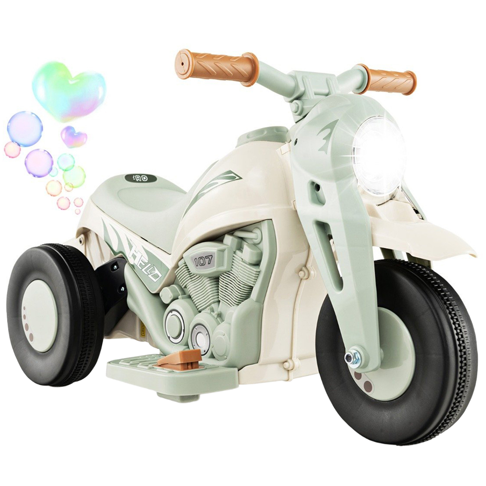 Costway Kids Beige Electric Ride On Motorcycle with Bubble Maker 6V