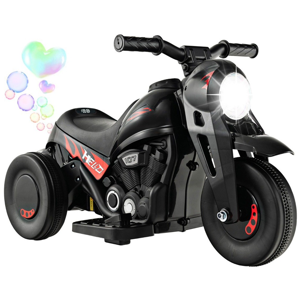 Costway Kids Black Electric Ride On Motorcycle with Bubble Maker 6V