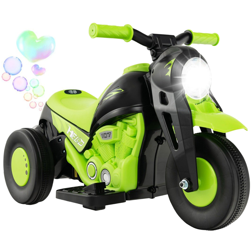 Costway Kids Green Electric Ride On Motorcycle with Bubble Maker 6V