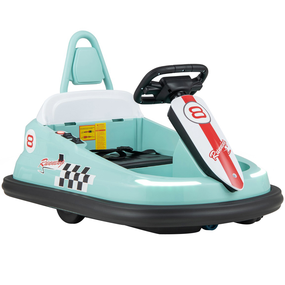 Costway Kids Green Electric Ride On Bumper Car with Spin and Dual Motors 6V