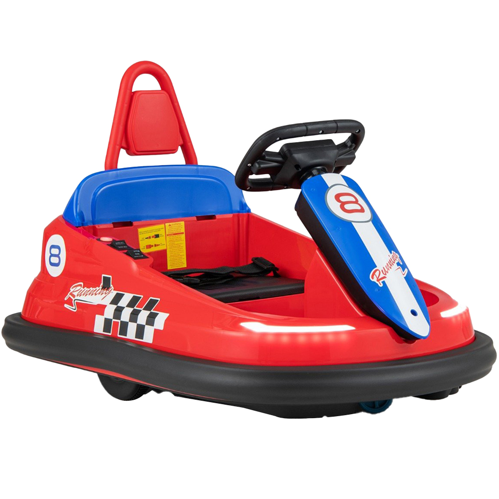 Costway Kids Red Electric Ride On Bumper Car with Spin and Dual Motors 6V