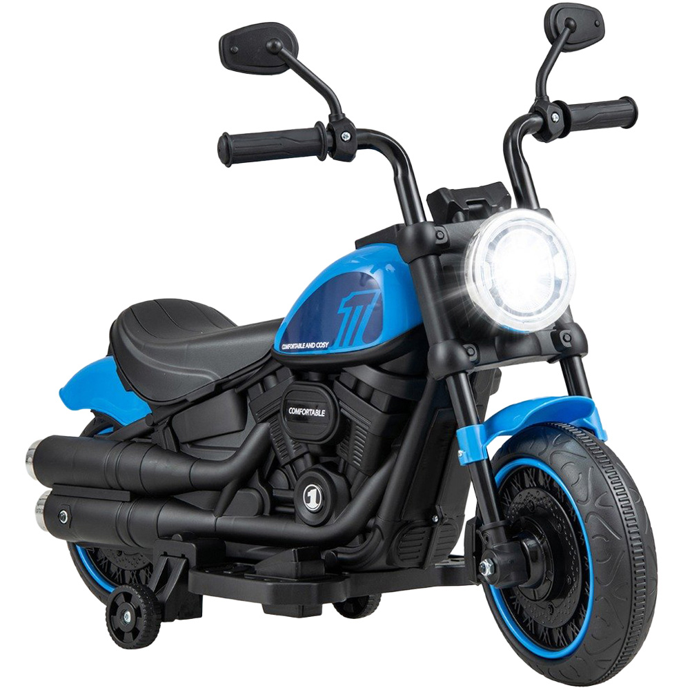 Costway Kids Navy Ride On Motorcycle with Training Wheels and Headlight 6V