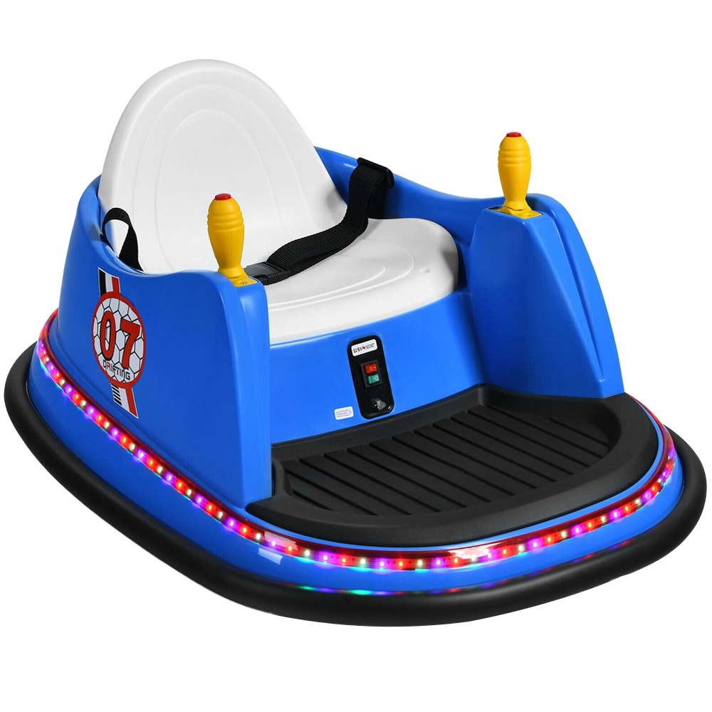 Costway Kids Blue Ride On Bumper Car with Colourful Flashing Lights and Music 6V