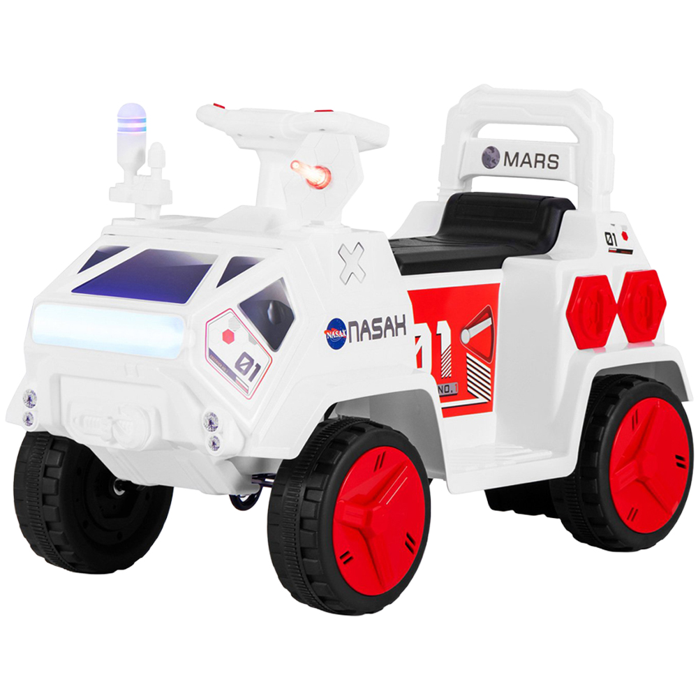 Costway Kids White and Red Ride On Car with Music with Radar and Alarm Button 6V