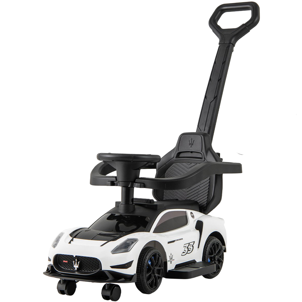 Costway 3-in-1 Kids White Licensed Maserati Ride On Push Car with Music Steering and Guardrail