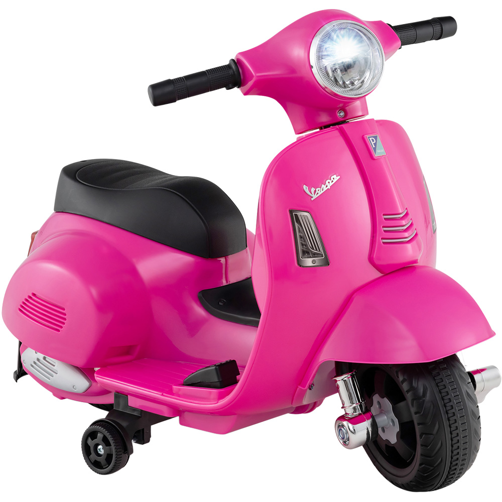 Costway Kids Pink Licensed Vespa Ride On Motorcycle with Lights and Horn Sound 6V