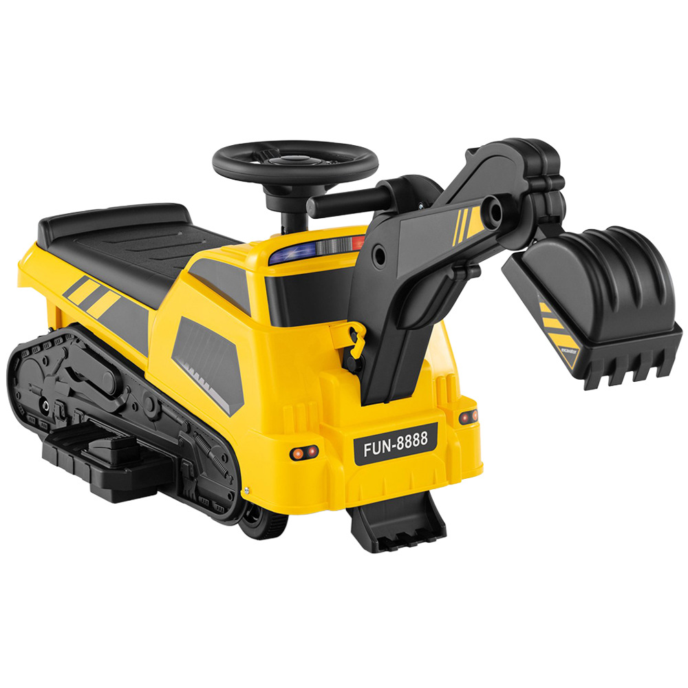 Costway 3-in-1 Kids Yellow Ride On Tractor Electric Excavator Bulldozer Roller with Adjustable Arms