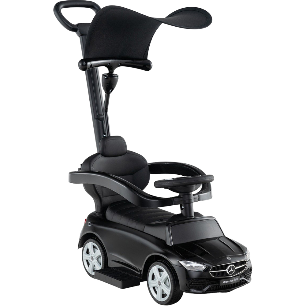 Costway 3-in-1 Kids Black Ride On Push Car with Adjustable Canopy and Steering Push Bar