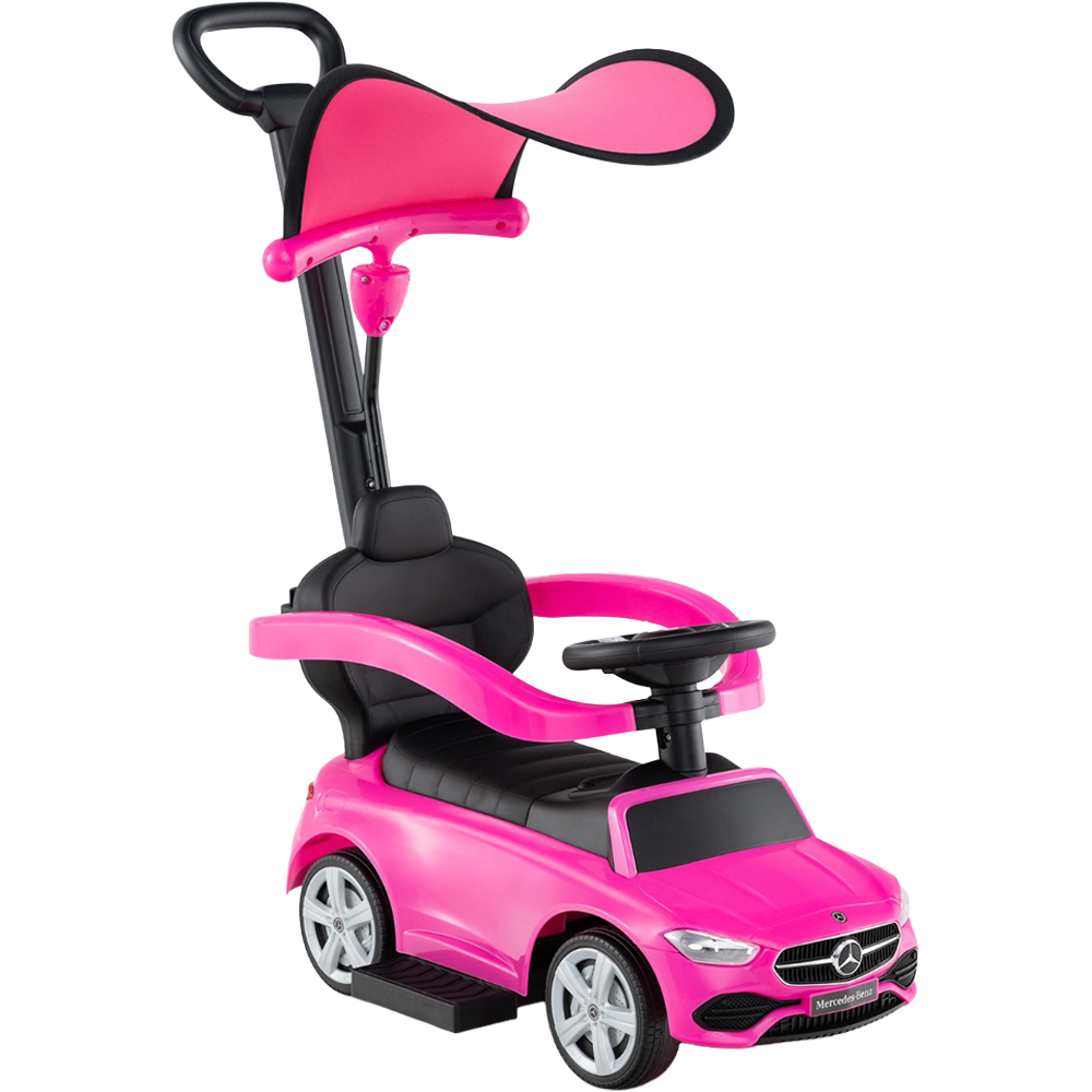 Costway 3-in-1 Kids Pink Ride On Push Car with Adjustable Canopy and Steering Push Bar