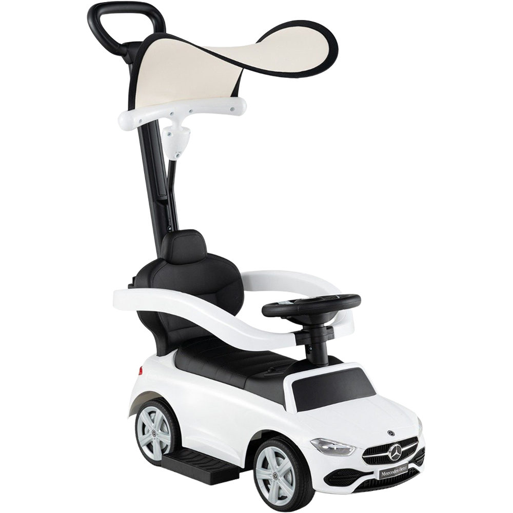 Costway 3-in-1 Kids White Ride On Push Car with Adjustable Canopy and Steering Push Bar