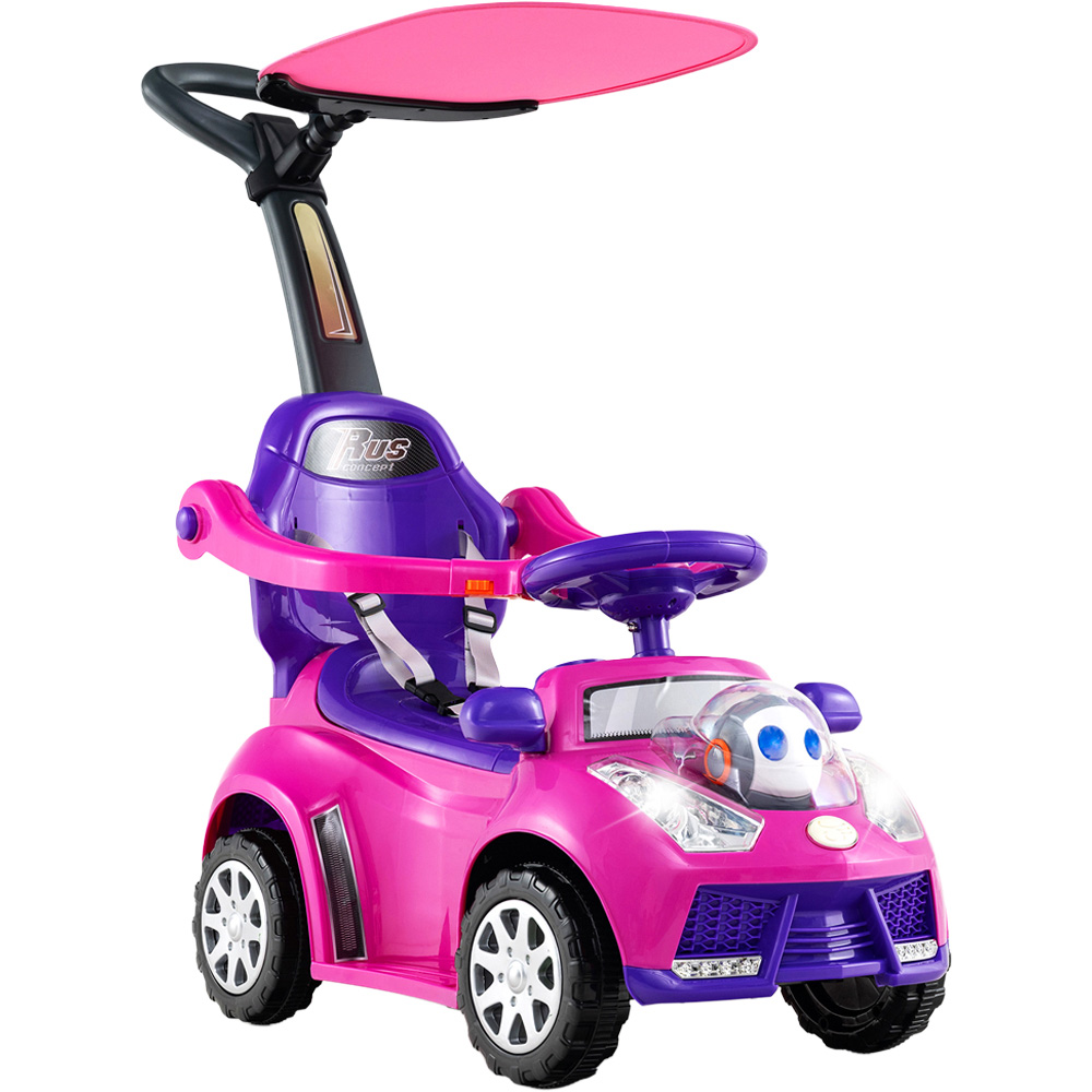Costway 3-in-1 Toddlers Pink Push Sliding Car with Seat Belt and Canopy