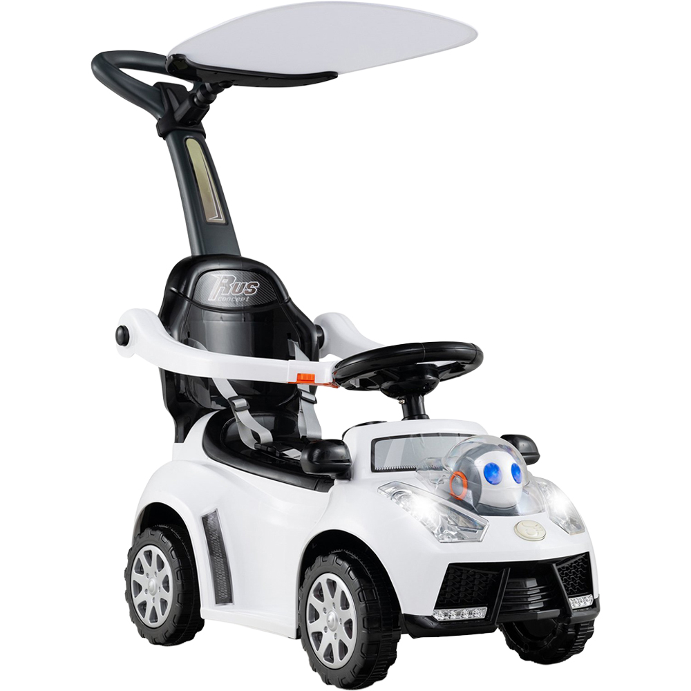 Costway 3-in-1 Toddlers White Push Sliding Car with Seat Belt and Canopy