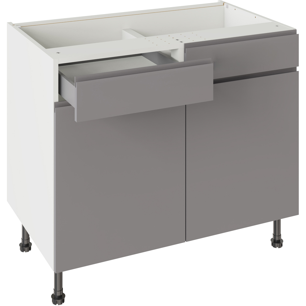 Kitchen Kit Base Cabinet - J-Pull Gloss - 1000mm Drawerline - Dust Grey